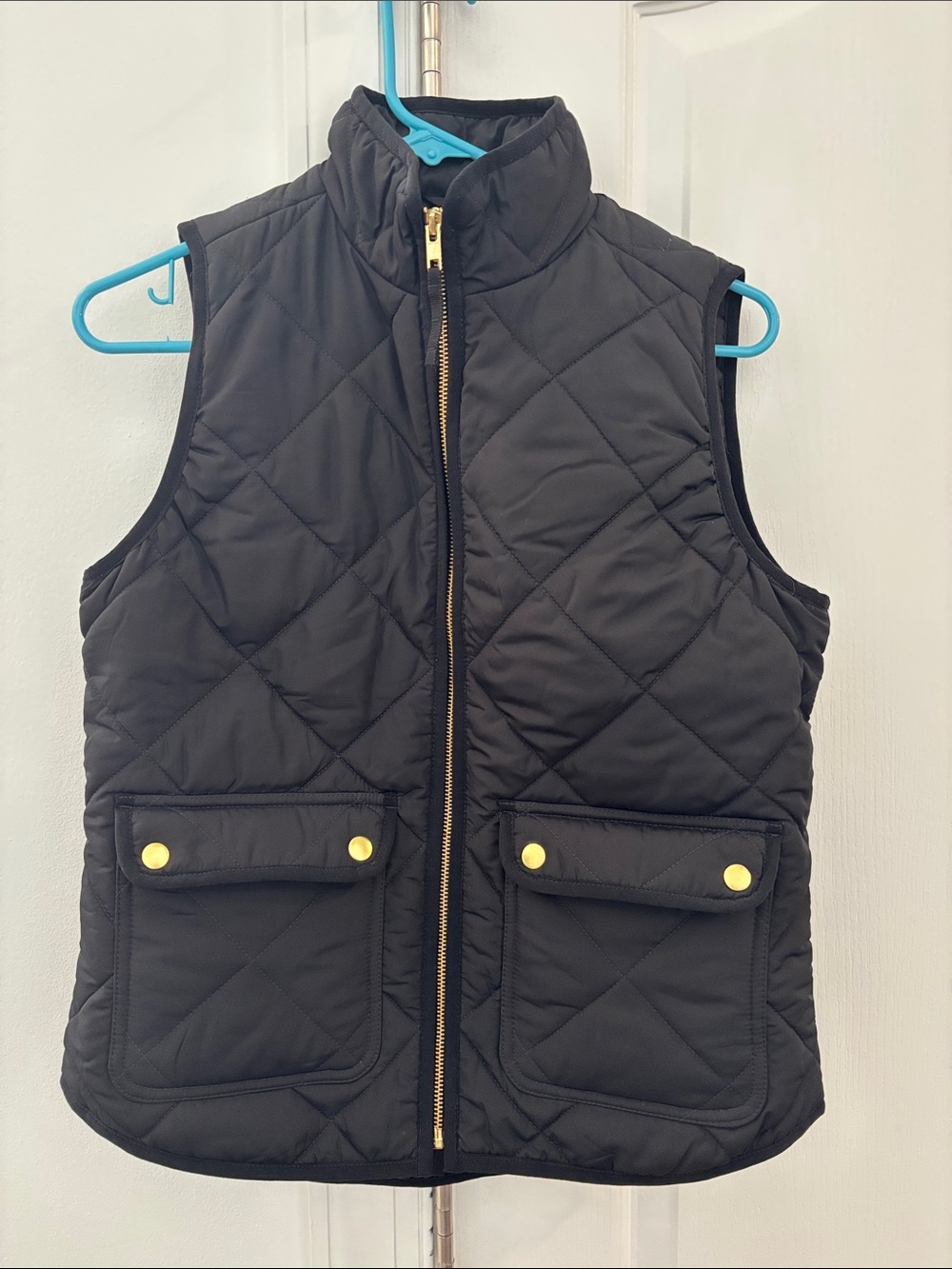 J. Crew Black Quilted Vest with Gold Hardware
